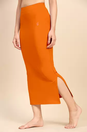 Trendmalls Plain Soft Nylon Orange Petticoat Skirt for Women Saree Silhouette Shape Wear