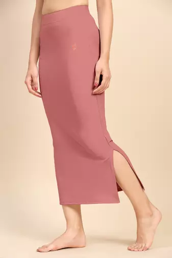 Trendmalls Pink Solid Nylon Soft Petticoat Skirts for Women Saree Shape Wear 