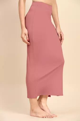 Trendmalls Pink Solid Nylon Soft Petticoat Skirts for Women Saree Shape Wear 