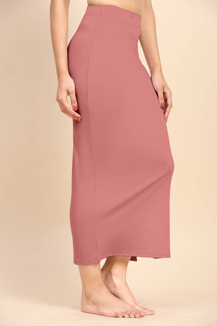 Pink Solid Nylon Soft Petticoat Skirts for Women Saree Shape Wear 