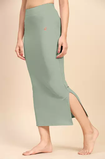 Trendmalls Light Green Solid Nylon Soft Petticoat Skirts for Women Saree Shape Wear 