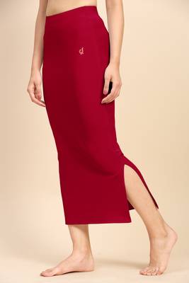 Trendmalls Women's Plain Red Nylon Petticoat Skirts Saree Silhouette Shape Wear Dress 5