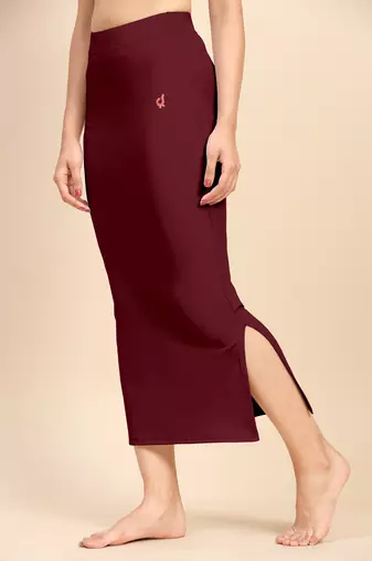 Trendmalls Maroon Solid Nylon Soft Petticoat Skirts for Women Saree Shape Wear 