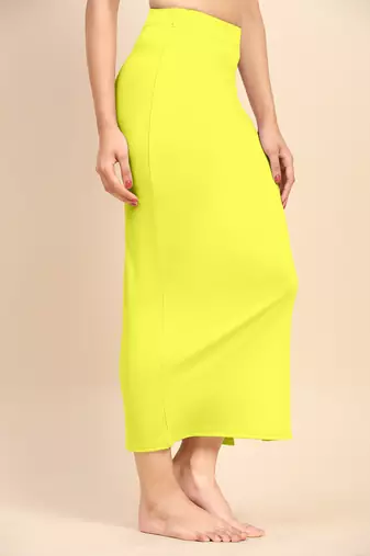 Trendmalls Yellow Solid Nylon Soft Petticoat Skirt Saree Shape Wear for Women