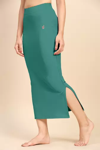 Trendmalls Light Green Solid Nylon Soft Skirt Petticoat for Women Saree Silhouette Shape Wear