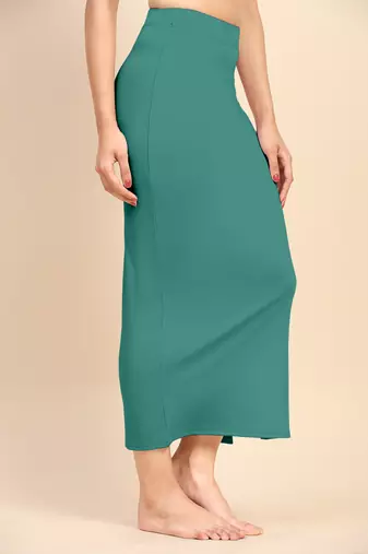 Trendmalls Light Green Solid Nylon Soft Skirt Petticoat for Women Saree Silhouette Shape Wear