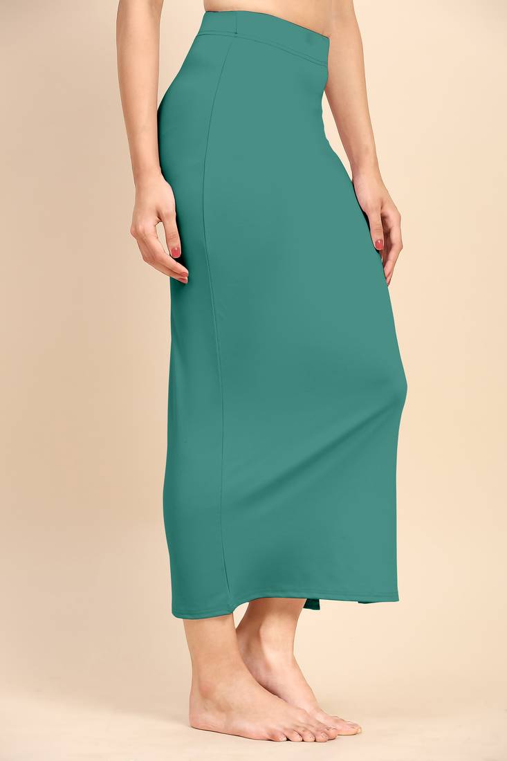 Light Green Solid Nylon Soft Skirt Petticoat for Women Saree Silhouette Shape Wear