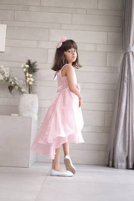 Baby pink coloured fancy frock for girls 2