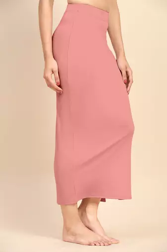 Trendmalls Light Pink Solid Nylon Soft Petticoat Skirts for Women Saree Shape Wear 