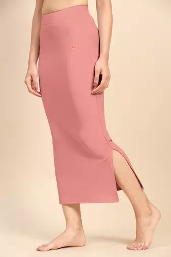 Trendmalls Light Pink Solid Nylon Soft Petticoat Skirts for Women Saree Shape Wear 