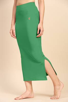 Trendmalls Green Solid Nylon Soft Petticoat Skirts for Women Saree Shape Wear  5