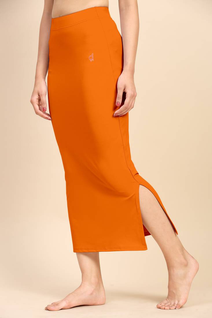 Plain Soft Nylon Orange Petticoat Skirt for Women Saree Silhouette Shape Wear