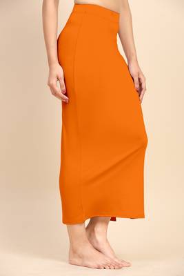Plain Soft Nylon Orange Petticoat Skirt for Women Saree Silhouette Shape Wear 6