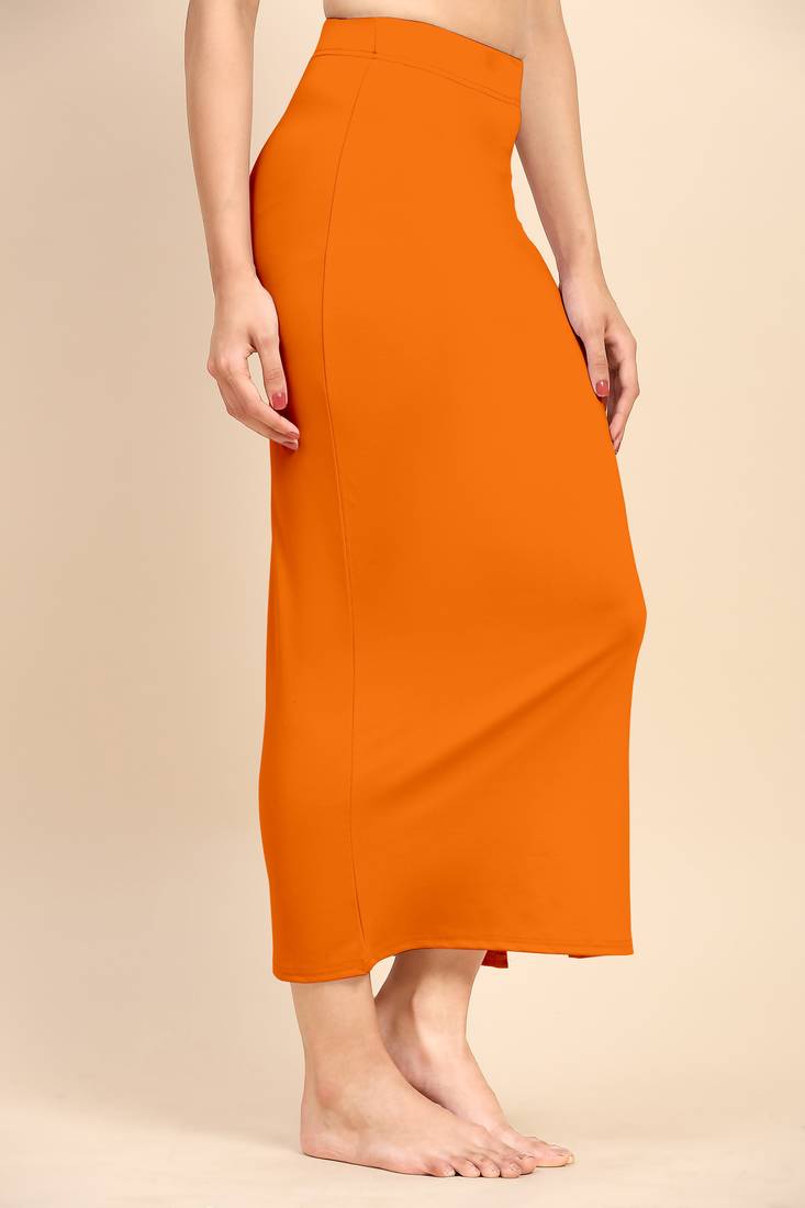 Plain Soft Nylon Orange Petticoat Skirt for Women Saree Silhouette Shape Wear