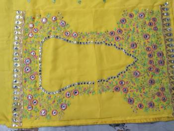 Yellow Thread with Plastic Mirror Embroidery Georgette Lehenga Choli with Dupatta 4