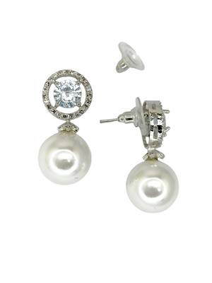 Moonstone and pearl drop earrings with diamond halo 4