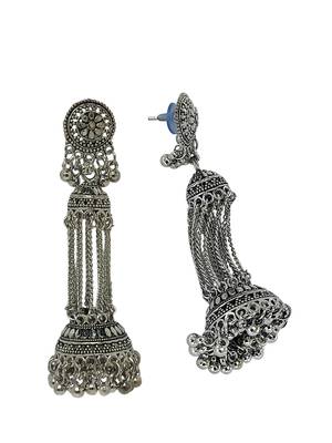 Silver oxidized drop earrings 2