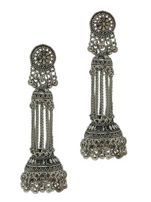 Silver oxidized drop earrings 4
