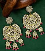 Gold plated kundan chandbali drop earrings