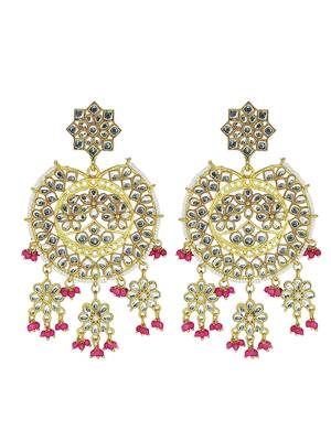 Gold plated kundan chandbali drop earrings 3
