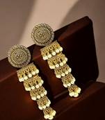 Antique gold plated tiered beaded jhumka earrings