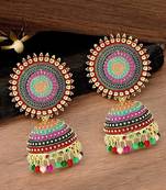Gold plated meenakari beaded jhumka earrings