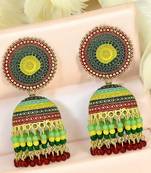 Gold plated meenakari beaded jhumka earrings