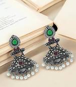 Silver oxidized drop earrings