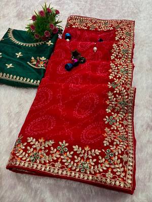 Bandhej Print Saree in Soft art silk saree 1