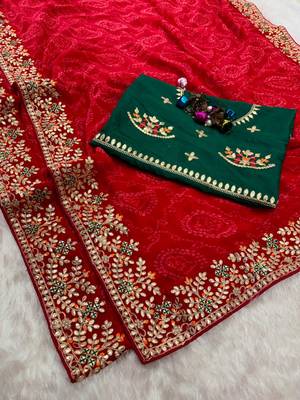 Bandhej Print Saree in Soft art silk saree 2