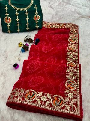 Bandhej Print Saree in Soft art silk saree 3