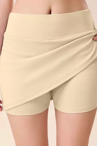 Trendmalls Biege Solid Nylon Soft Skirt Shape Wear Bottom Wear for Women
