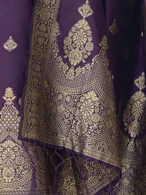 Vredevogel women's cotton silk jacquard kurta pant with banarasi silk dupatta set 3
