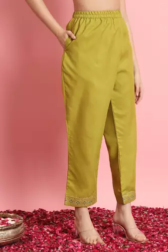 Vredevogel women's cotton silk blend embroidered kurta with pant & viscose print dupatta set