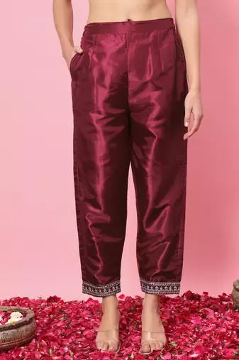 Vredevogel women's silk blend kurta pant set with organza heavy embroidery dupatta