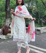 Vredevogel kurta set with dupatta | viscose roman silk embroidered kurta set for women