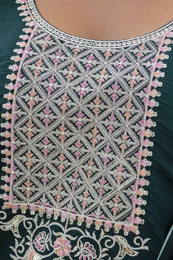 Vredevogel kurta set with dupatta | viscose roman silk embroidered kurta set for women