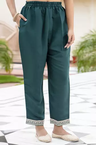 Vredevogel kurta set with dupatta | viscose roman silk embroidered kurta set for women