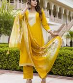 Vredevogel kurta set with dupatta | viscose roman silk embroidered kurta set for women