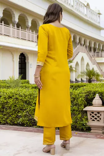 Vredevogel kurta set with dupatta | viscose roman silk embroidered kurta set for women