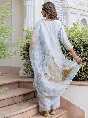 Vredevogel kurta set with dupatta | viscose roman silk embroidered kurta set for women | women's ethnic set 4