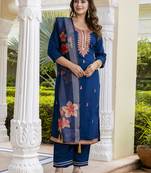 Vredevogel kurta set with dupatta | viscose roman silk embroidered kurta set for women