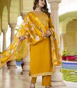 Vredevogel kurta set with dupatta | viscose roman silk embroidered kurta set for women