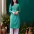Sea green formal looking kurti with maaza cotton hand work with pocket