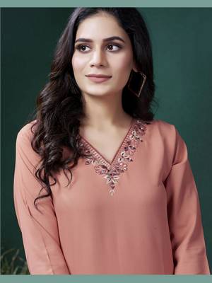 Orange formal looking kurti with maaza cotton hand with pocket 3