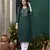 Green formal looking kurti with maaza cotton hand work with pocket
