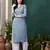 Blue formal looking kurti with maaza cotton hand work with pocket