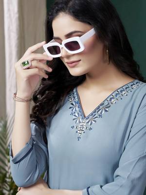 Blue formal looking kurti with maaza cotton hand with pocket 3