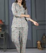 Grey beautiful printed rayon fabric partywear co-ord sets dress
