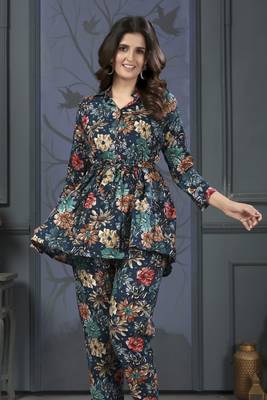Multi beautiful printed rayon partywear co-ord sets dress 1